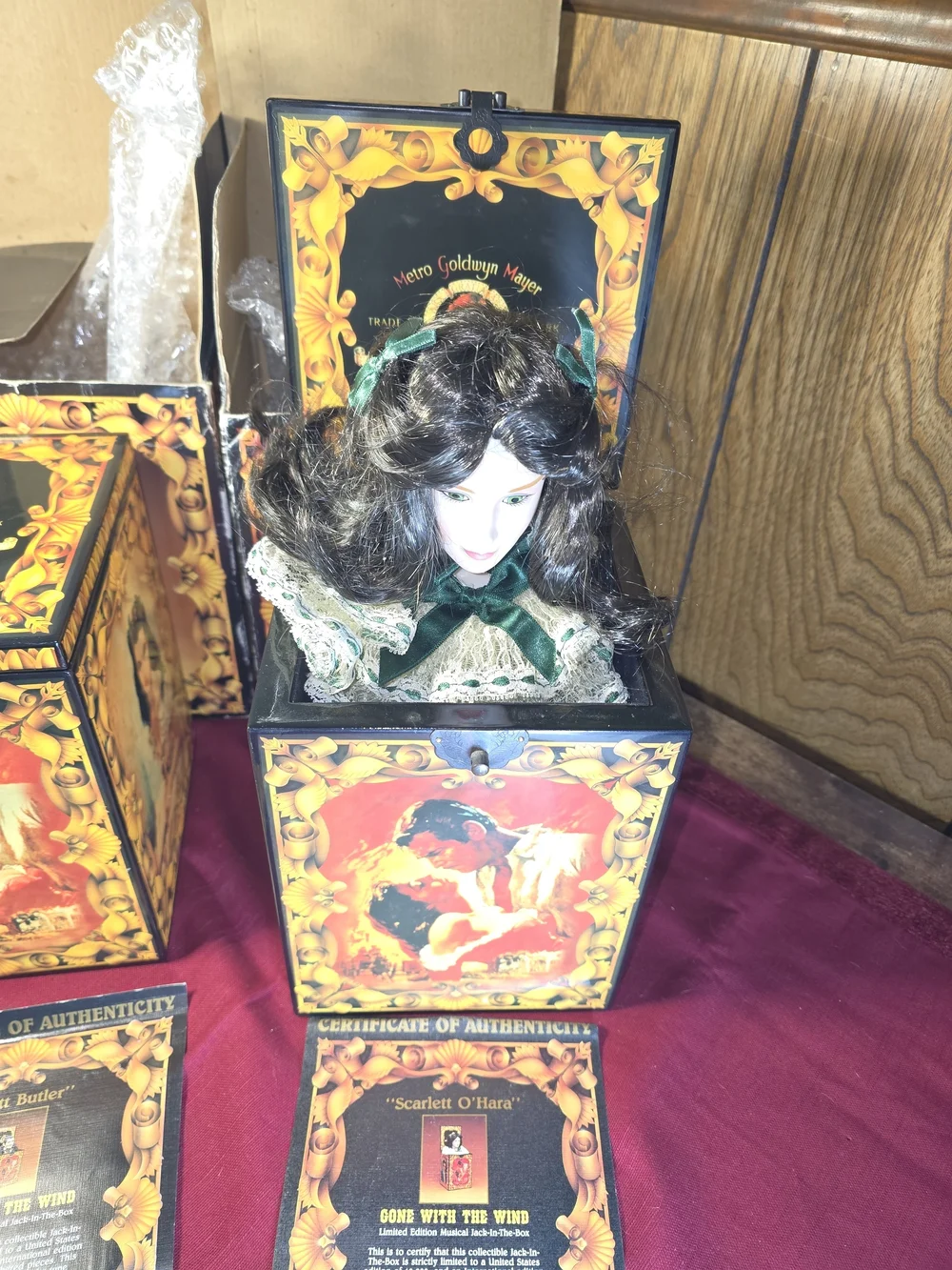 Enesco Scarlett O'Hara and Rhett Butler Musical Jack-in-the-Box Set W/COA